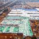 Photo of the Huoshenshan temporary field hospital under construction