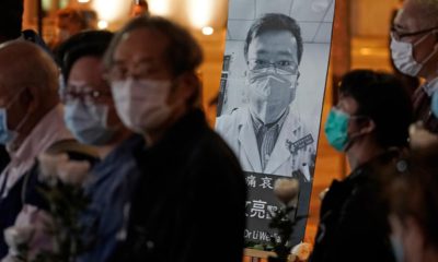 Photo of a vigil for Chinese doctor Li Wenliang