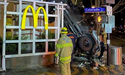 Photo of a vehicle that plunged into the sidewalk in Santa Monica, Calif.