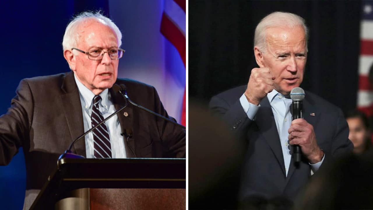 Photo combination of Sen. Bernie Sanders and former Vice President Joe Biden