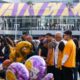 Photo of fans gathering to pay their respects in front of the Staples Center