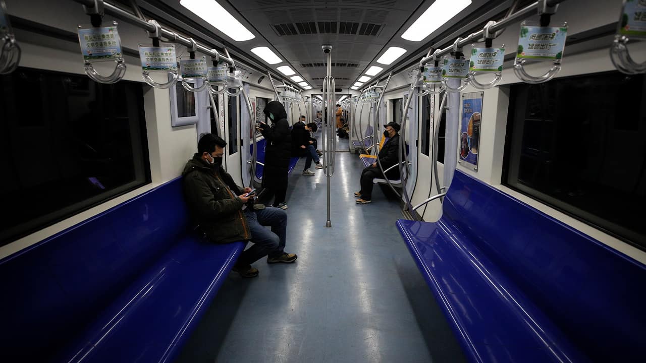 Photo of people on the subway in Beijing