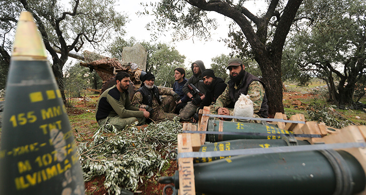Photo of Turkish backed Syrian fighters taking a break in Neirab