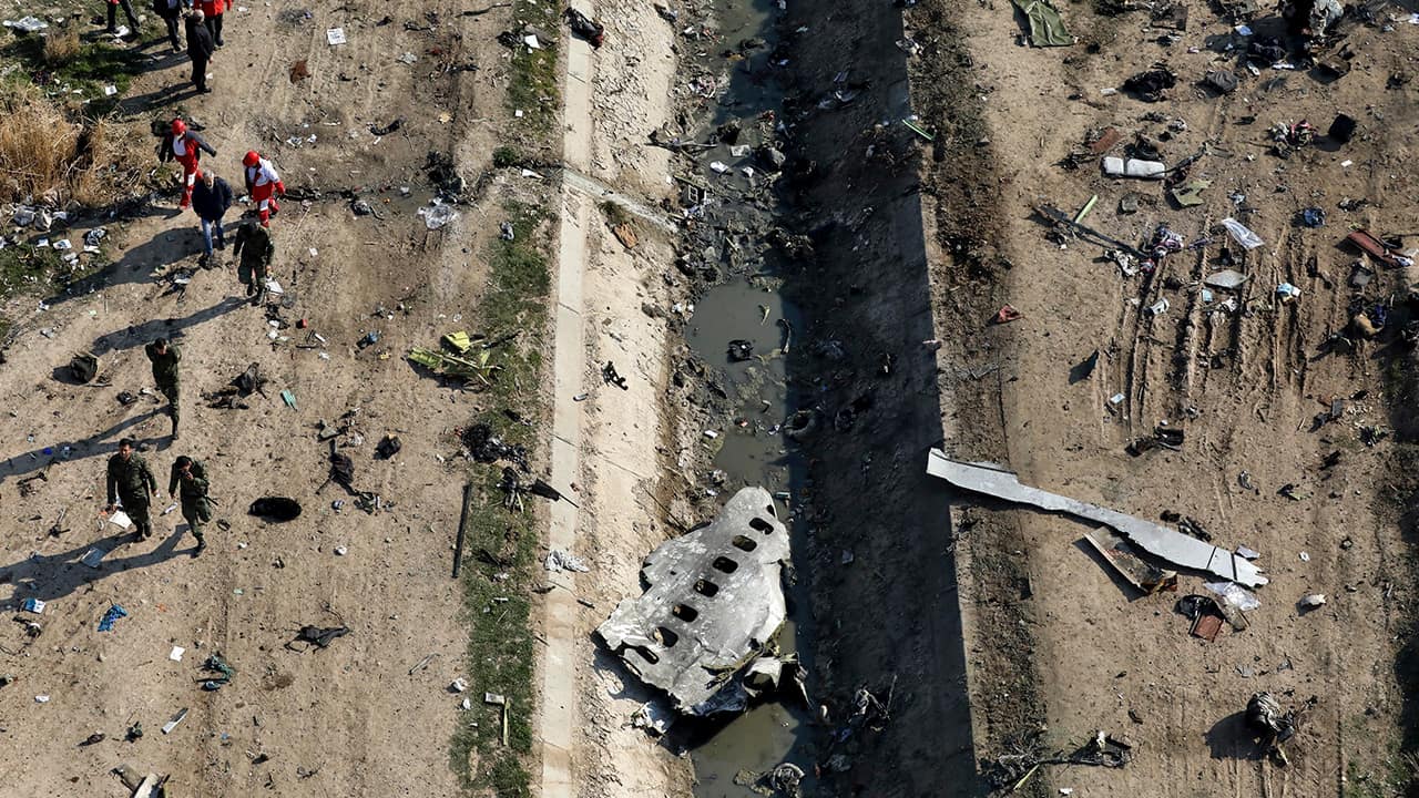 Photo of the scene where a Ukrainian plane crashed in Shahedshahr, southwest of Tehran, Iran