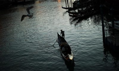 Photo of a gondolier in Venice, Italy