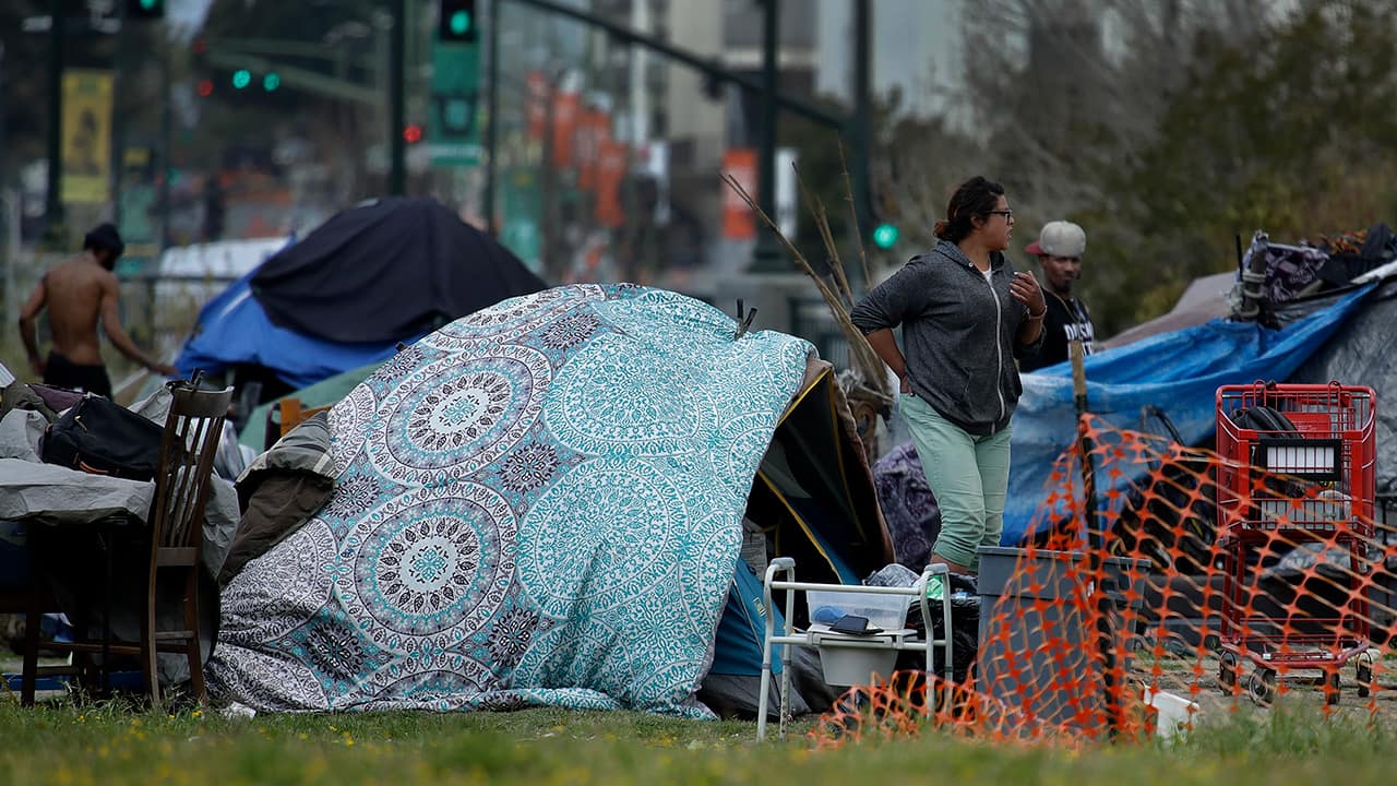 Photo of a homeless camp in Oakland, Calif.