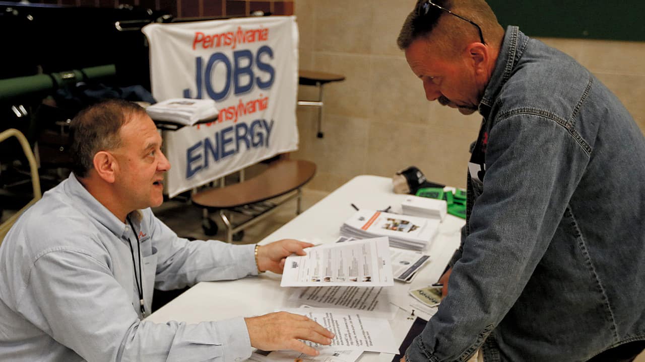 Photo of a job fair in Cheswick, Pa.