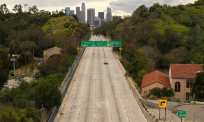 Photo of the 110 Harbor Freeway toward downtown during mid-afternoon in Los Angeles