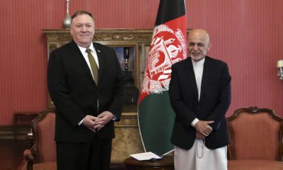 Photo of U.S. Secretary of State Mike Pompeo, left, with Afghan President Ashraf Ghani