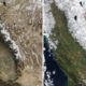 NASA Satellite images comparing California's 2019 and 2020 February snowpacks