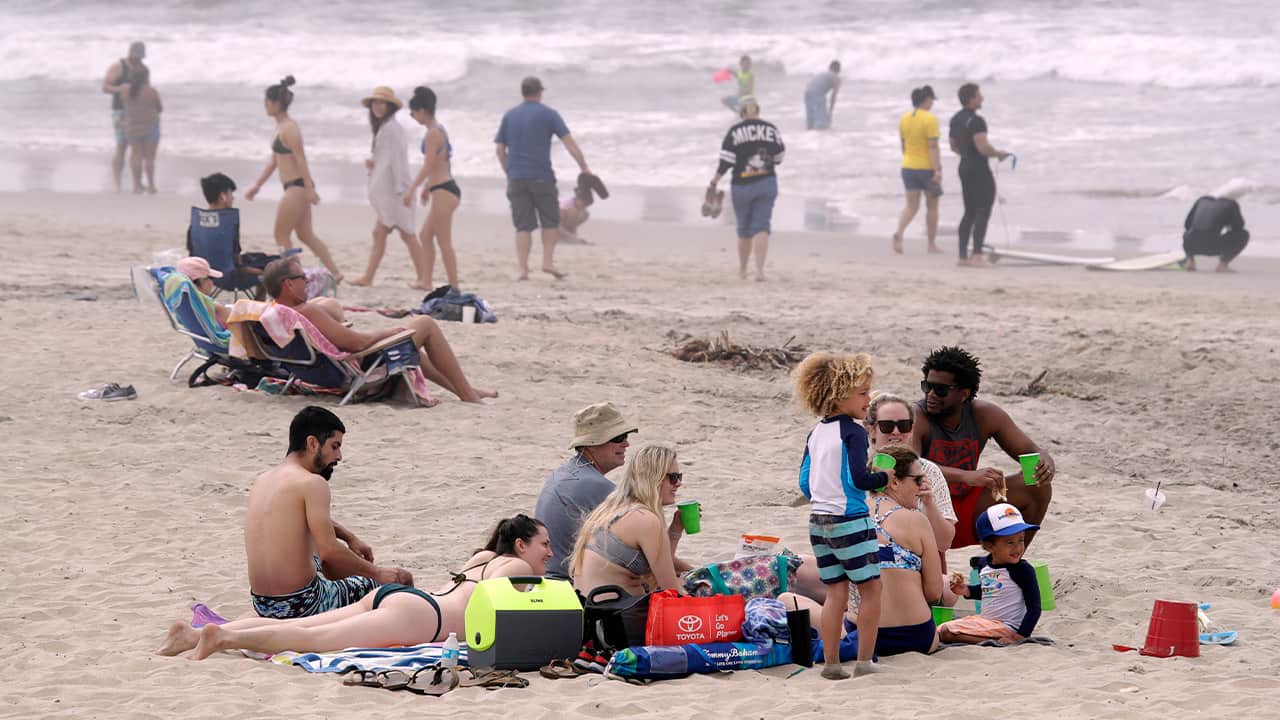 Photo of people on Huntington Beach