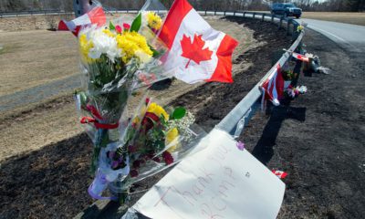 Photo of a memorial on the side of the road in Canada