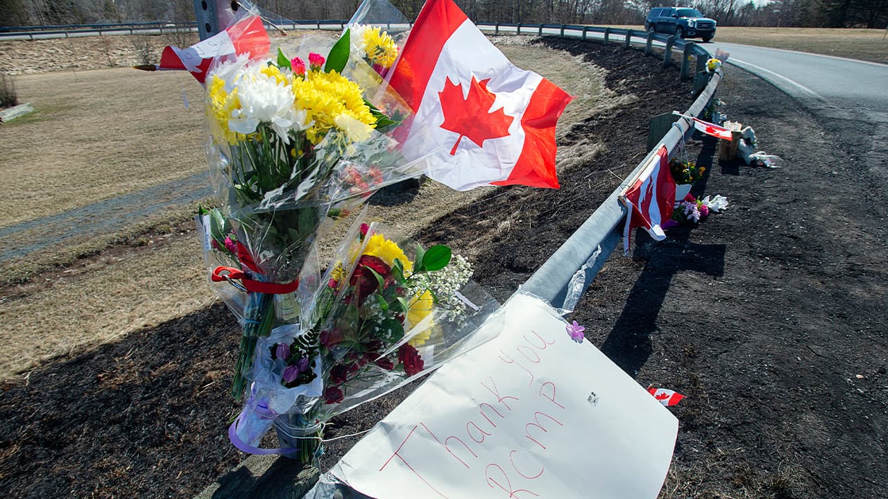 Photo of a memorial on the side of the road in Canada