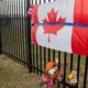 Photo of a Canadian flag at a tribute in Nova Scotia