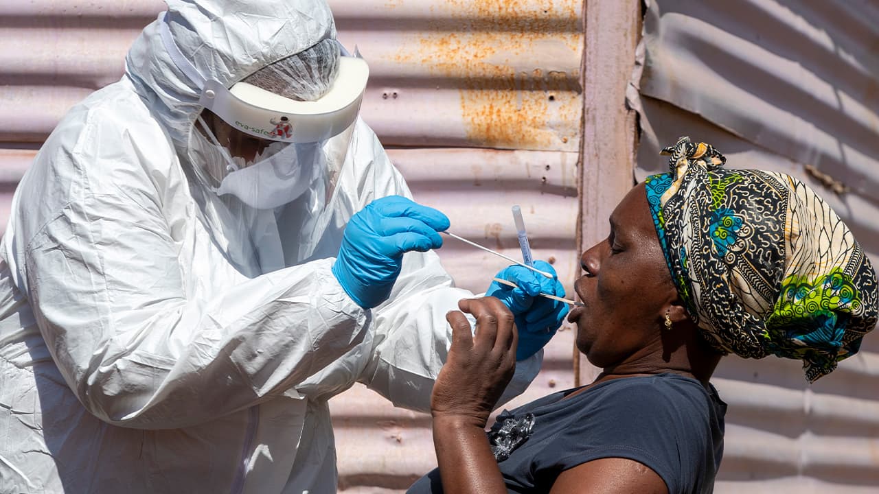 Photo of a woman getting tested for coronavirus in Africa