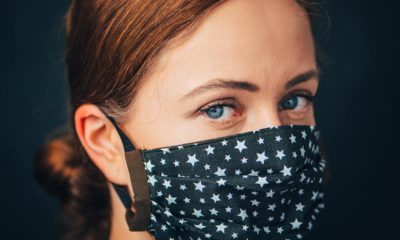 Photo of a young woman wearing a homemade cloth mask