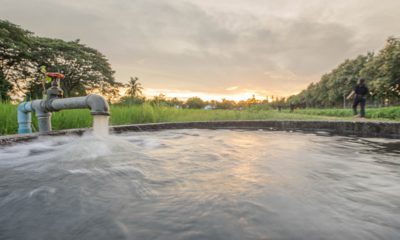 Photo of groundwater pumping into a holding tank