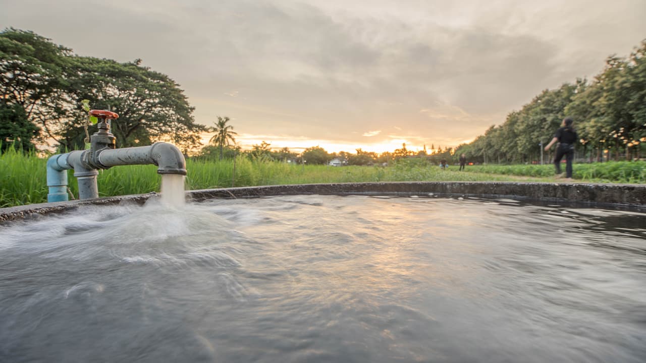 Photo of groundwater pumping into a holding tank