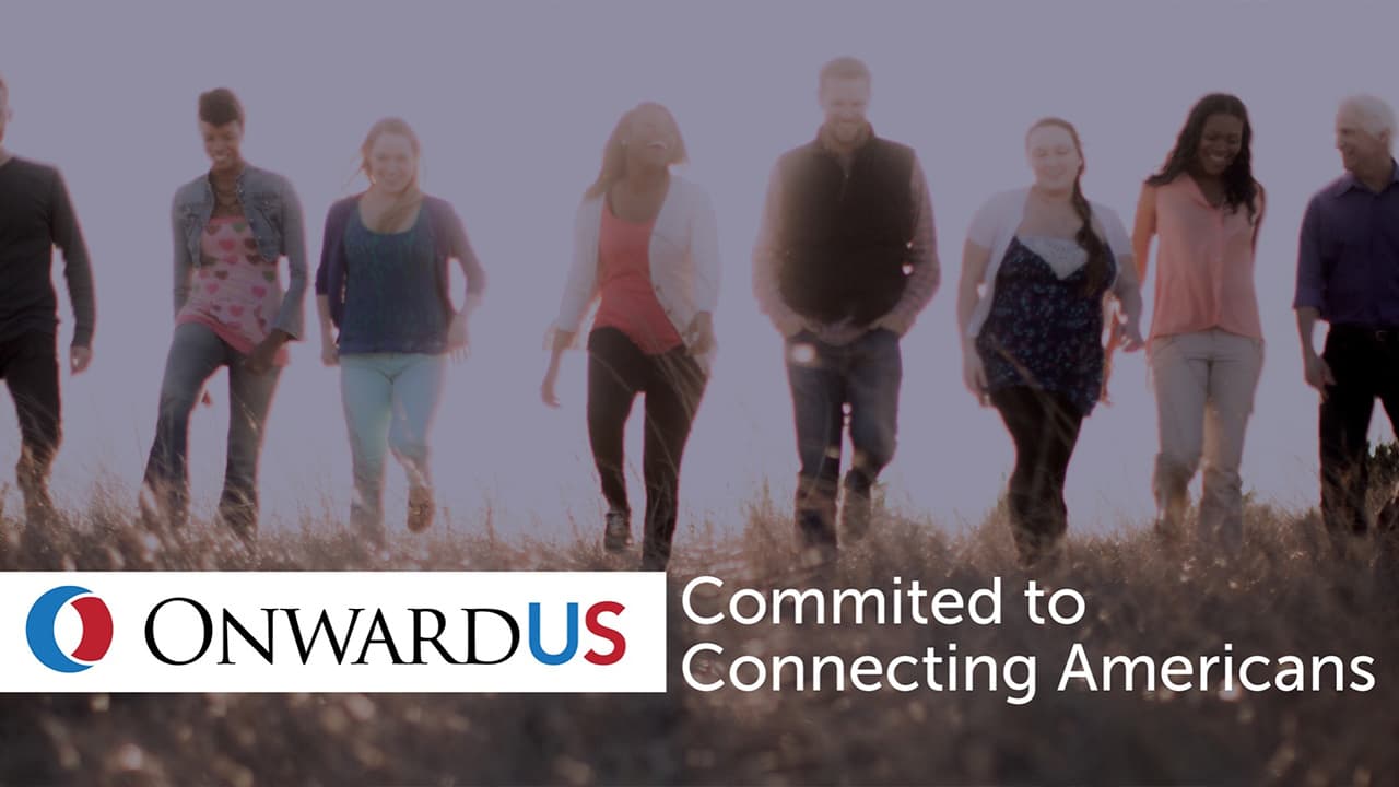 Image of Onward US logo and people helped by its services