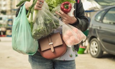 Photo of a woman holding grocery bags