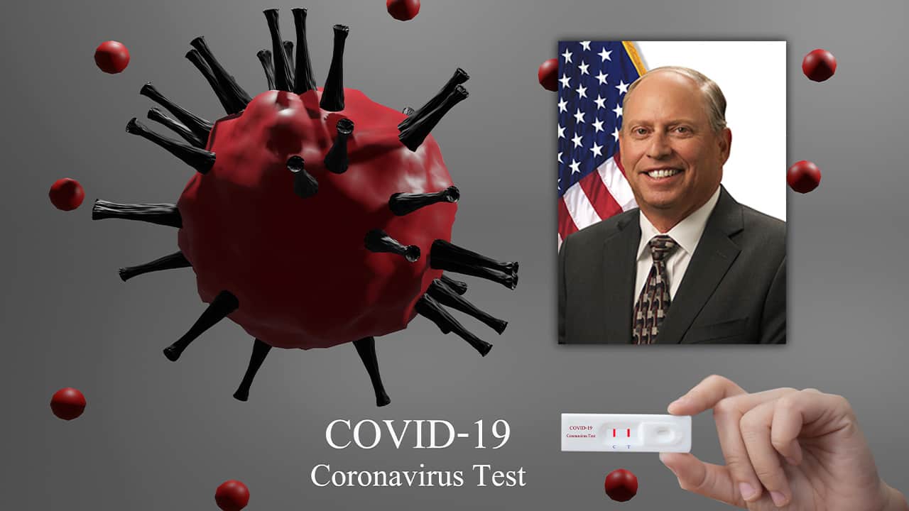 Composite image of coronavirus and Fresno County Supervisor Buddy Mendes