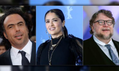 Photo of Director Alejandro González Iñárritu, actress Salma Hayek and Director Guillermo Del Toro.