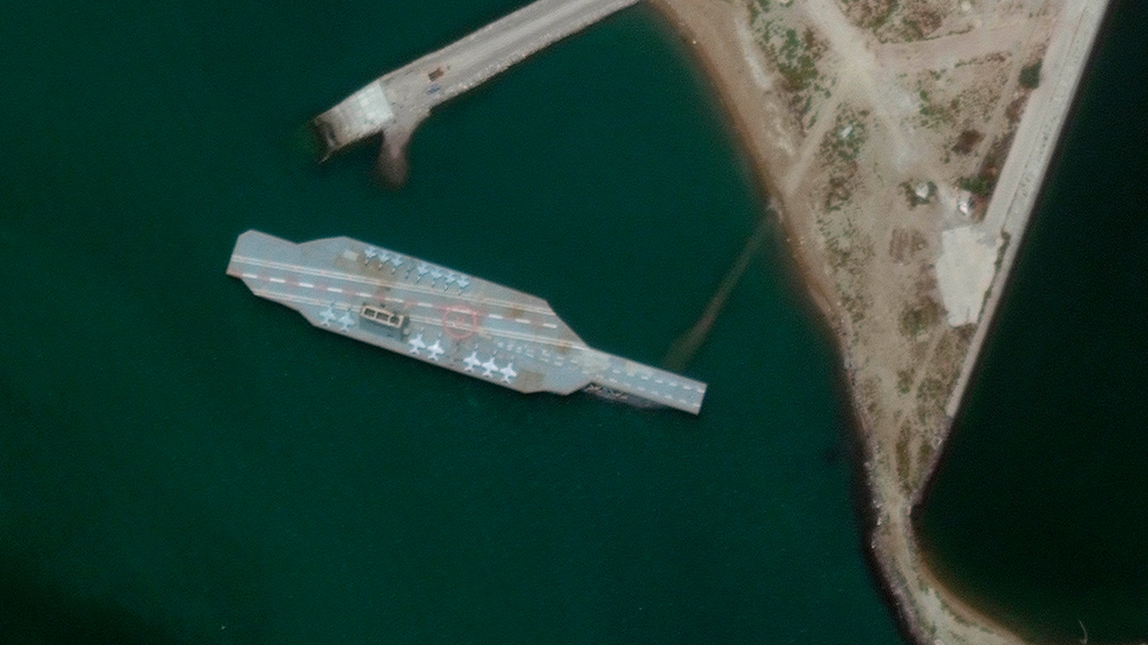 Photo of a fake aircraft carrier