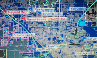 Image of Fresno Fire Department active fires map early July 5 after battling Fourth of July blazes caused by illegal fireworksnf