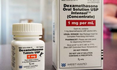 Photo of a bottle and box for dexamethasone