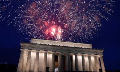 Photo of fireworks at the Lincoln Memorial