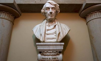 Photo of a marble bust of Chief Justice Roger Taney