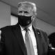 Black and white image of President Donald Trump wearing a mask