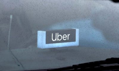 Photo of an Uber light inside a car