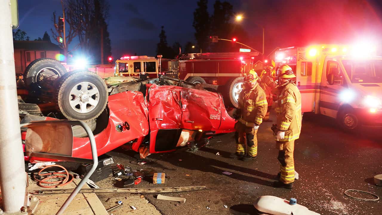 Photo of a truck wreck in Lake Forest, California