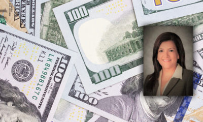 Portrait of former FUSD CFO Ruthie Quinto and a montage of $100 bills